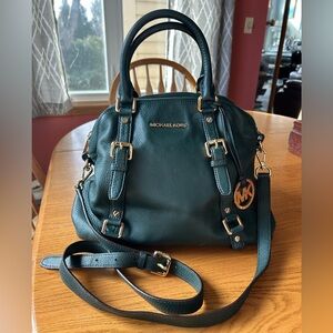 Michael Kors Large Bedford Buckle Bowling Satchel - Forest Green Pebble Leather